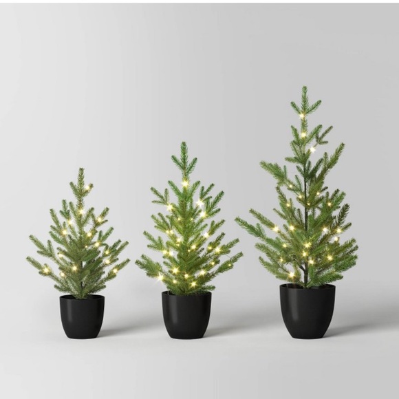 Wondershop Pre-lit Potted Balsam Fir Mini Artificial Christmas Tree Set of 3 - Picture 1 of 6